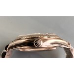 Sunday date display series women's watch, mother-of-pearl dial, rose gold bezel, 36mm, rose gold President-style bracelet.