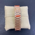 Sunday calendar series women's watch, rose gold dial, rose gold bezel, 36mm, rose gold President-style bracelet.