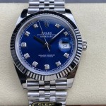 Rolex Datejust series, blue dial, silver bracelet, 41mm