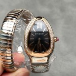 Bulgari Serpentl Collection: Black dial with diamonds, rose gold two-tone snake bezel
