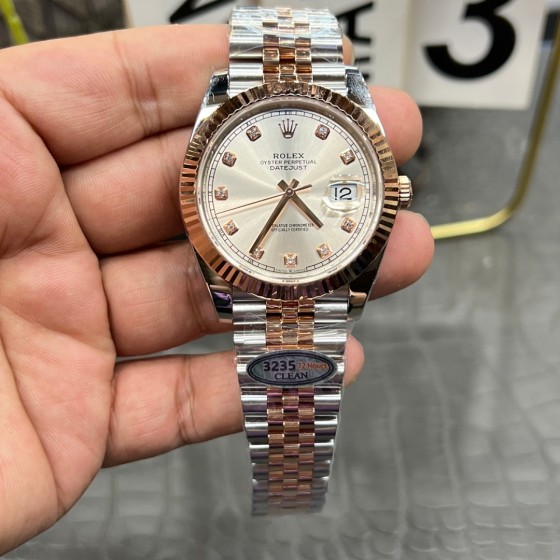 Datejust series silver dial 41 mm rose gold silver strap