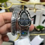 Bulgari Serpenti series, black dial, silver snake bezel