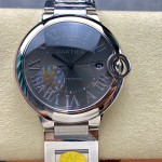 Cartier Ballon Bleu series, 42mm grey dial, silver strap, mechanical men's watch