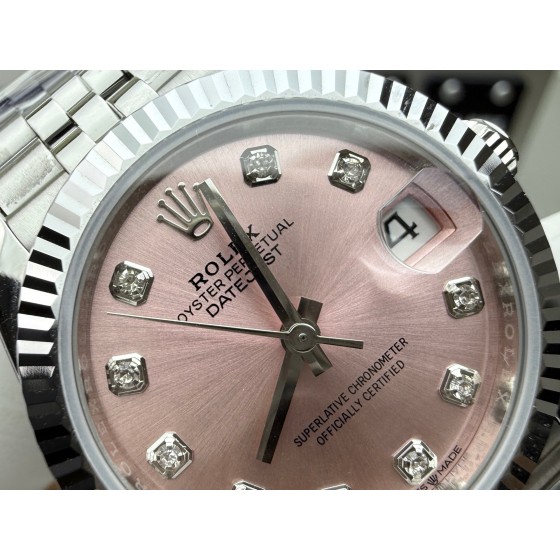 Datejust series, pink dial, 31mm, silver strap