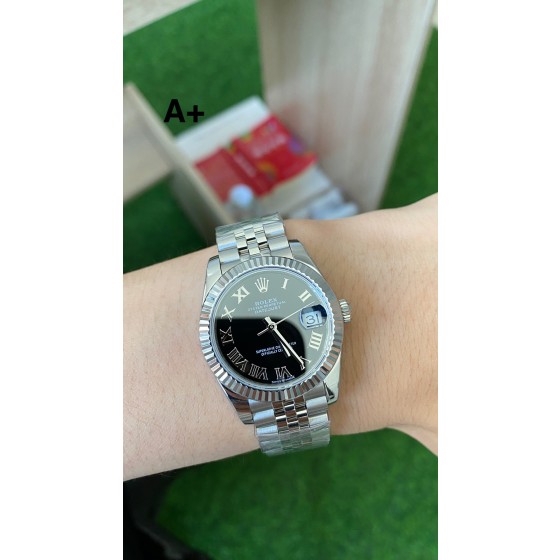 Datejust series, black dial, 31mm, silver strap