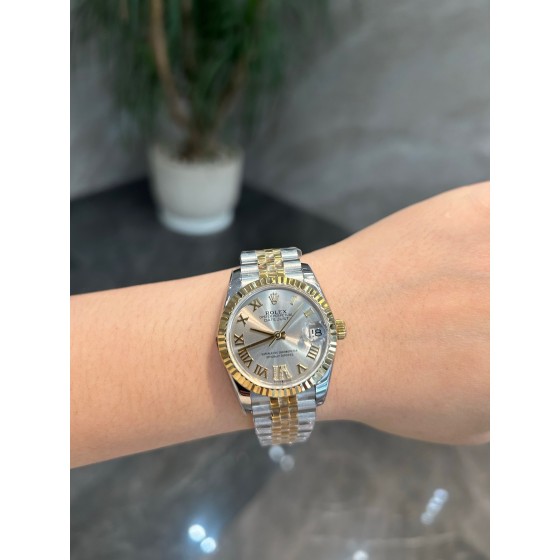 Datejust series, 31mm silver dial, two-tone gold and silver strap