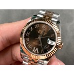 Datejust series, brown dial, 31mm, rose gold two-tone strap