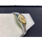 Datejust series, gold dial, 31mm, gold and silver two-tone strap.