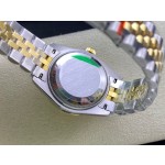 Datejust series, gold dial, 31mm, gold and silver two-tone strap.