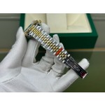 Datejust series, green dial, 31mm, gold and silver two-tone strap.