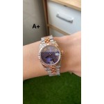 Datejust series, 31mm purple dial, rose gold and silver two-tone strap.