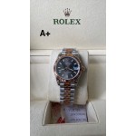 Datejust series, grey dial, 31mm, rose gold two-tone strap