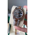 Datejust series, grey dial, 31mm, rose gold two-tone strap