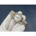 Datejust series, white mother-of-pearl dial, 31mm, gold and silver two-tone strap