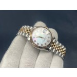 Datejust series, white mother-of-pearl dial, 31mm, gold and silver two-tone strap