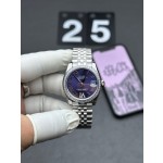 Datejust series, purple diamond dial, 31mm, silver strap