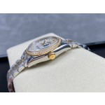 Datejust series, 31mm mother-of-pearl dial with diamonds, two-tone gold and silver strap.