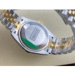 Datejust series, 31mm mother-of-pearl dial with diamonds, two-tone gold and silver strap.
