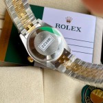 Datejust series, white dial with diamonds, 31mm, two-tone gold and silver strap.