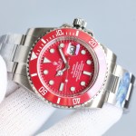 Rolex Submariner series, red dial, red bezel, 40mm, silver Oyster bracelet.