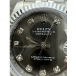 Datejust series, 31mm grey dial, silver strap.