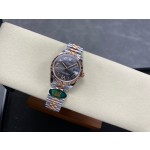 Datejust series, grey dial, 31mm. Rose gold two-tone strap.