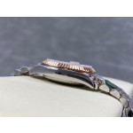 Datejust series, grey dial, 31mm. Rose gold two-tone strap.