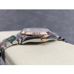 Datejust series, grey dial, 31mm. Rose gold two-tone strap.