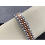 Datejust series, grey dial, 31mm. Rose gold two-tone strap.