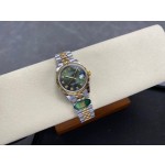 Datejust series, 31mm green dial, two-tone gold and silver strap.