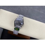 Datejust series, 31mm grey dial, silver strap.