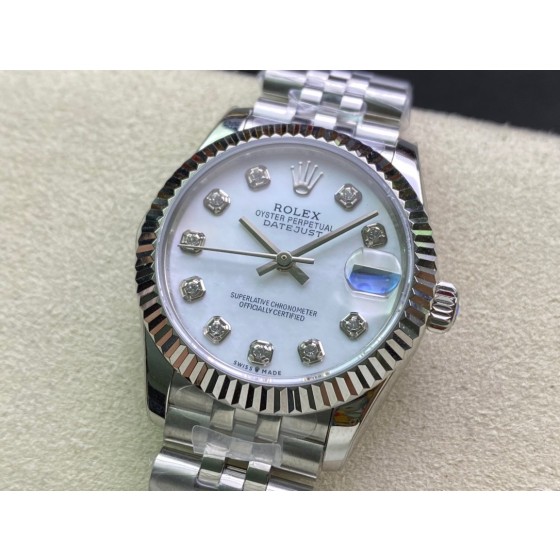 Datejust series, 31mm mother-of-pearl dial, silver strap