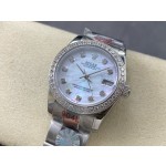 Datejust series, 31mm mother-of-pearl dial with diamonds, silver strap