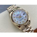 Datejust series, 31mm mother-of-pearl dial, gold strap