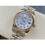 Datejust series, 31mm mother-of-pearl dial, gold strap