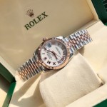 Datejust series, white dial, 31mm, rose gold two-tone strap