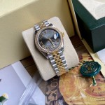 Datejust series, grey dial with diamonds, 31mm, two-tone gold and silver strap.