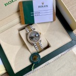 Datejust series, grey dial with diamonds, 31mm, two-tone gold and silver strap.