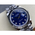 Rolex Datejust series, blue dial, silver bracelet, 41mm
