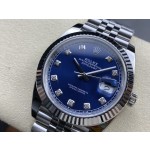 Rolex Datejust series, blue dial, silver bracelet, 41mm