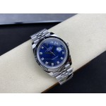 Rolex Datejust series, blue dial, silver bracelet, 41mm