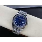 Rolex Datejust series, blue dial, silver bracelet, 41mm