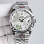 Rolex Datejust series, silver dial and silver bracelet, 41mm