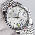 Rolex Datejust series, silver dial and silver bracelet, 41mm