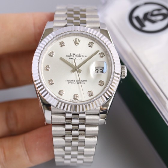 Rolex Datejust series white diamond dial silver bracelet 41mm