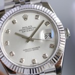 Rolex Datejust series white diamond dial silver bracelet 41mm