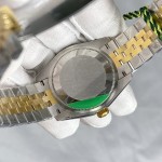 Datejust series, green dial with diamonds, 31mm, gold and silver two-tone strap.