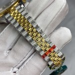 Datejust series, green dial with diamonds, 31mm, gold and silver two-tone strap.