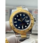 Yacht-Master series, black dial, gold bezel, 40mm, gold and silver bracelet.