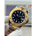 Yacht-Master series, black dial, gold bezel, 40mm, gold and silver bracelet.